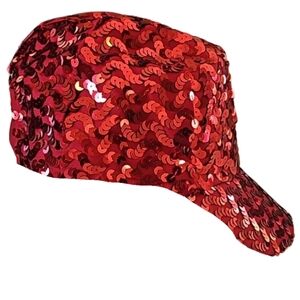 NEW Red Sequins Trucker Hat Birthday Cute Flirty Date Night C-2229